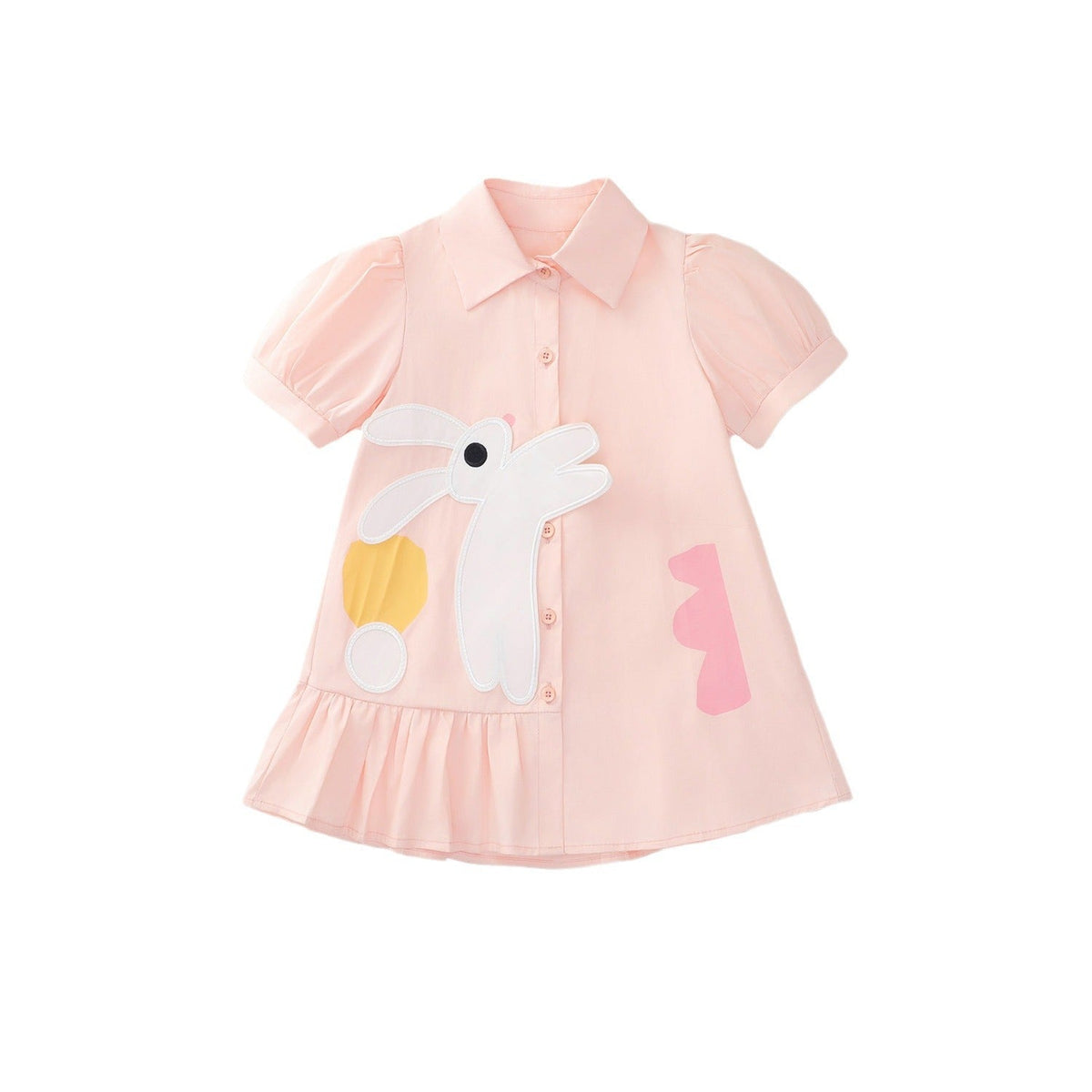 Girls Pink Bunny Summer Dress Korean Style – Summer Kids Fashion Nepal | Tudoholic