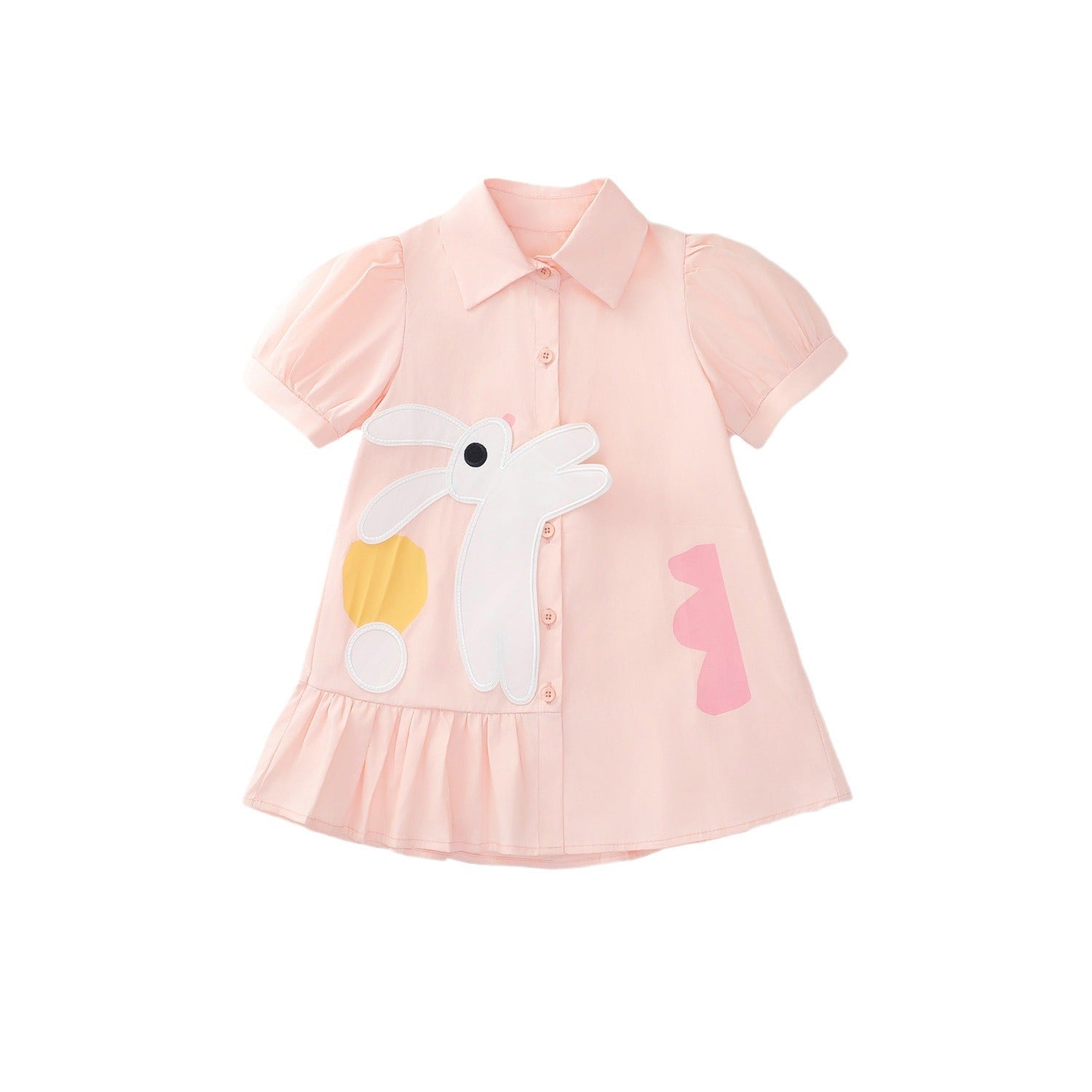 Girls Pink Bunny Summer Dress Korean Style – Summer Kids Fashion Nepal | Tudoholic