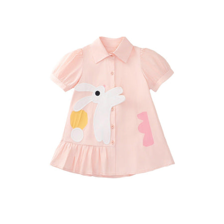 Girls Pink Bunny Summer Dress Korean Style – Summer Kids Fashion Nepal | Tudoholic
