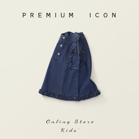 Girls Sleeveless Denim Lace Dress Korean Style – Kids Fashion Nepal | Tudoholic