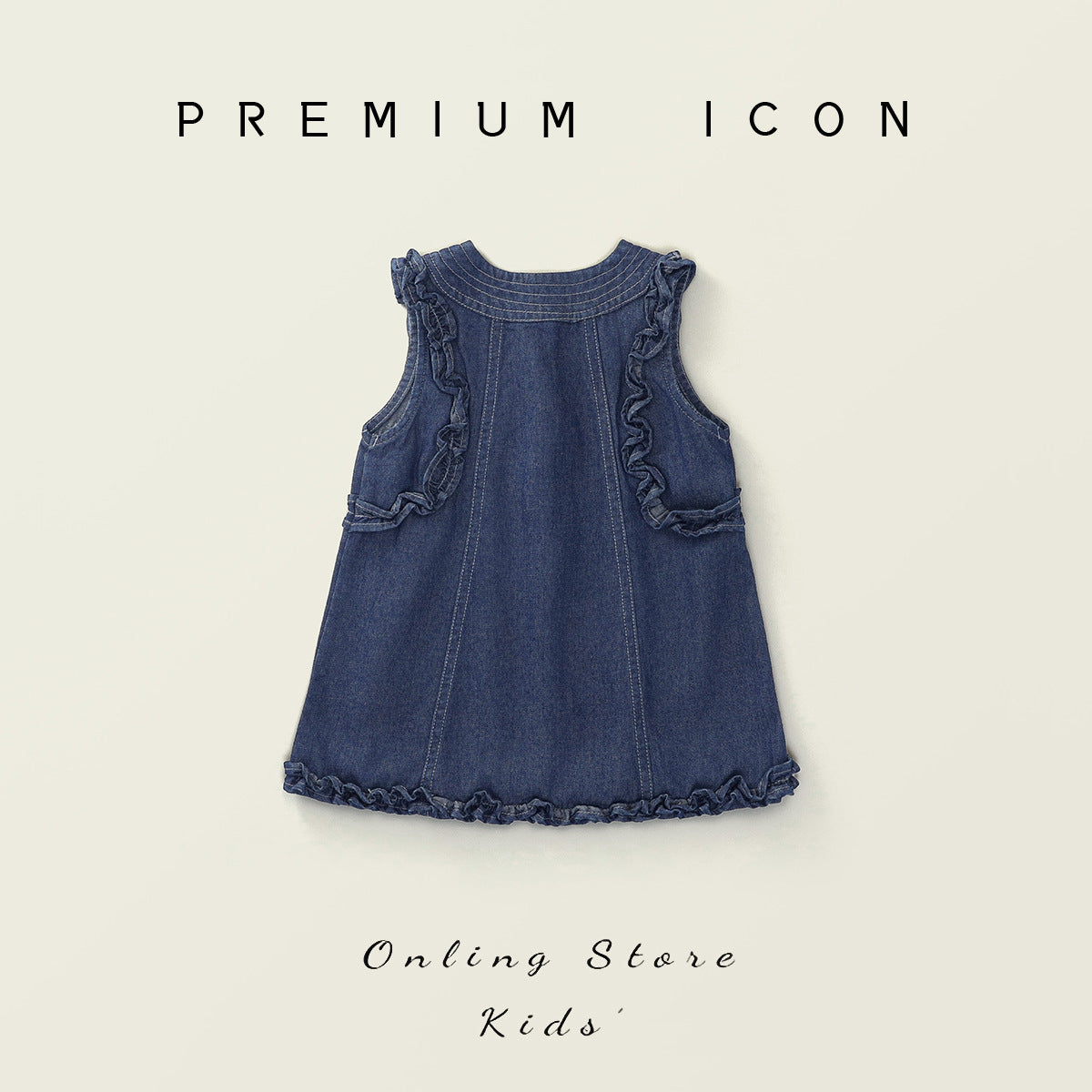 Girls Sleeveless Denim Lace Dress Korean Style – Kids Fashion Nepal | Tudoholic