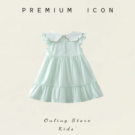 Girls Embroidered Lapel Cake Dress Summer Style – Summer Kids Fashion Nepal | Tudoholic