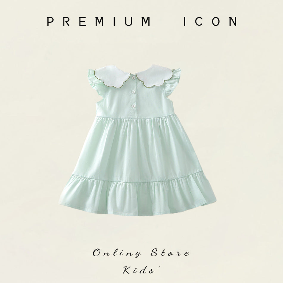 Girls Embroidered Lapel Cake Dress Summer Style – Summer Kids Fashion Nepal | Tudoholic