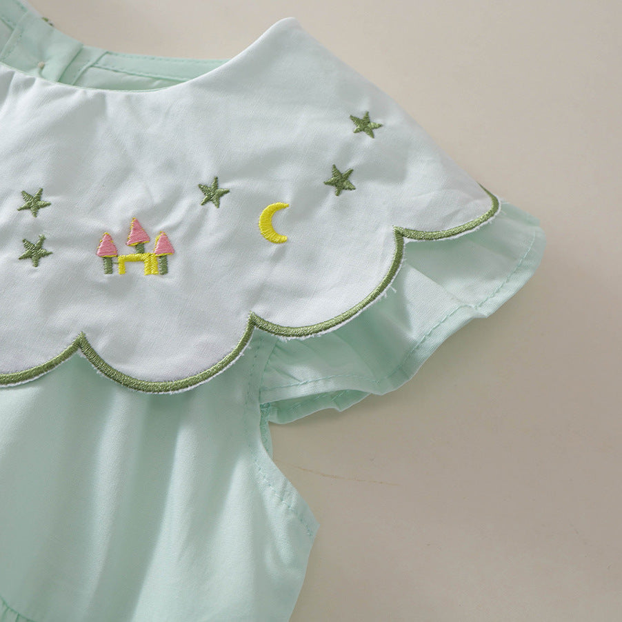 Girls Embroidered Lapel Cake Dress Summer Style – Summer Kids Fashion Nepal | Tudoholic