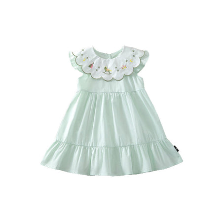 Girls Embroidered Lapel Cake Dress Summer Style – Summer Kids Fashion Nepal | Tudoholic