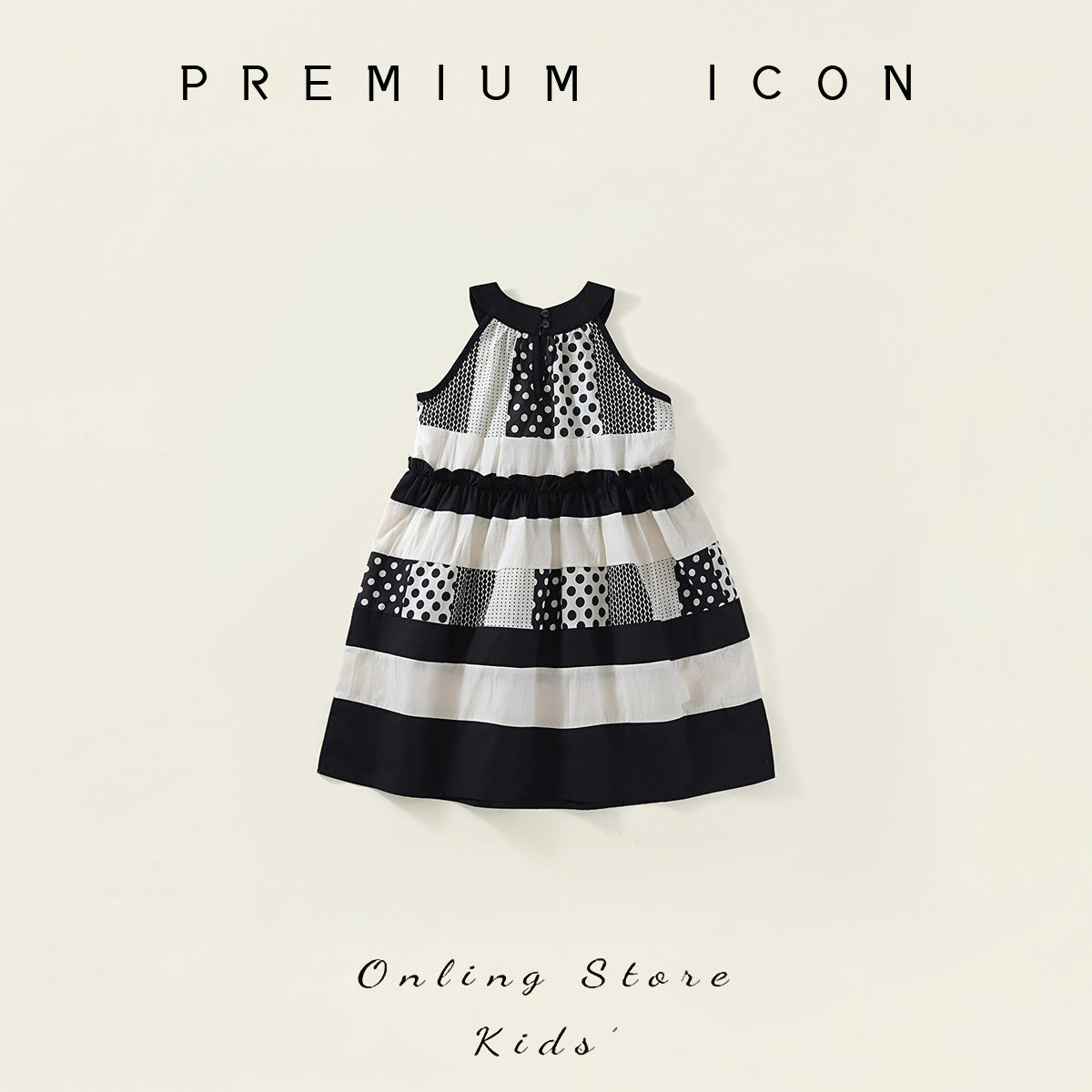 Girls Dot Stitch Halter Dress Elegant Summer Style – Summer Kids Fashion Nepal | Tudoholic