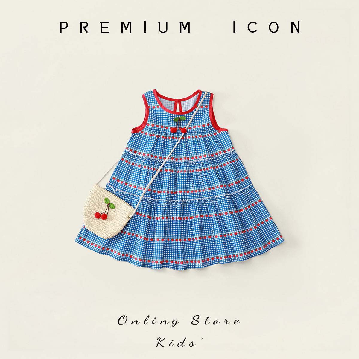 Baby Girl Cherry Plaid Sleeveless Dress with Bag – Toddler Fashion Nepal | Tudoholic