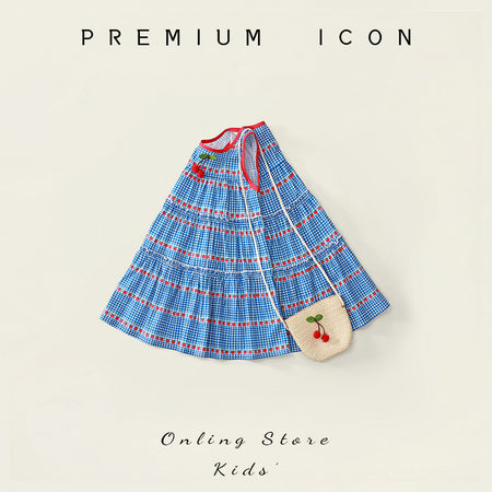 Baby Girl Cherry Plaid Sleeveless Dress with Bag – Toddler Fashion Nepal | Tudoholic