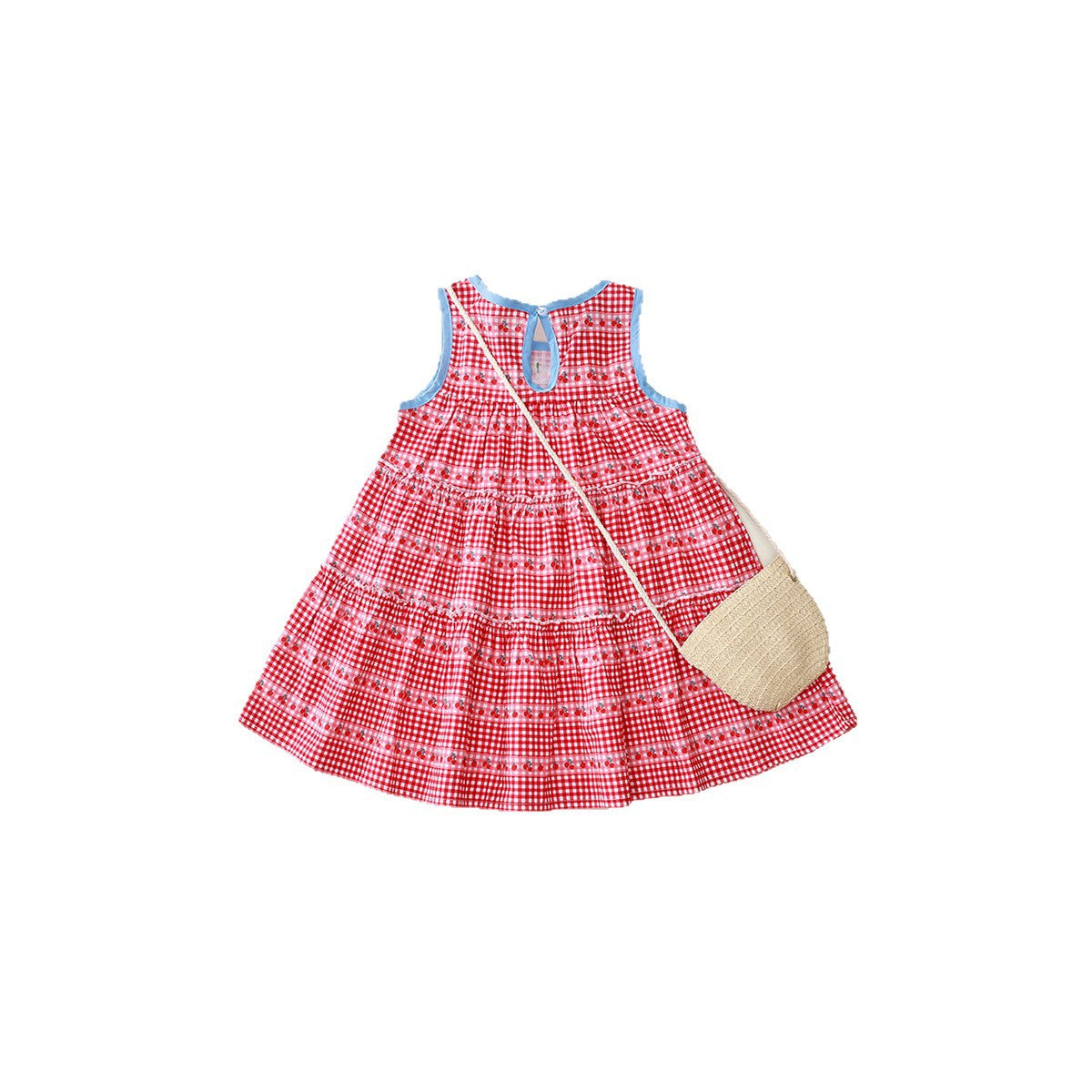 Baby Girl Cherry Plaid Sleeveless Dress with Bag – Toddler Fashion Nepal | Tudoholic