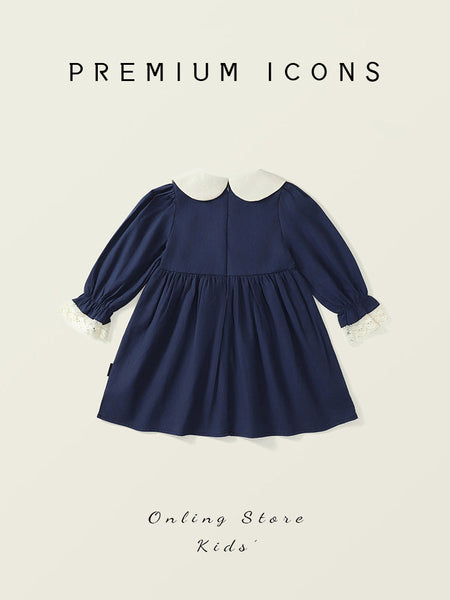 Girls Rabbit Embroidered Navy Princess Dress – Kids Fashion Nepal | Tudoholic