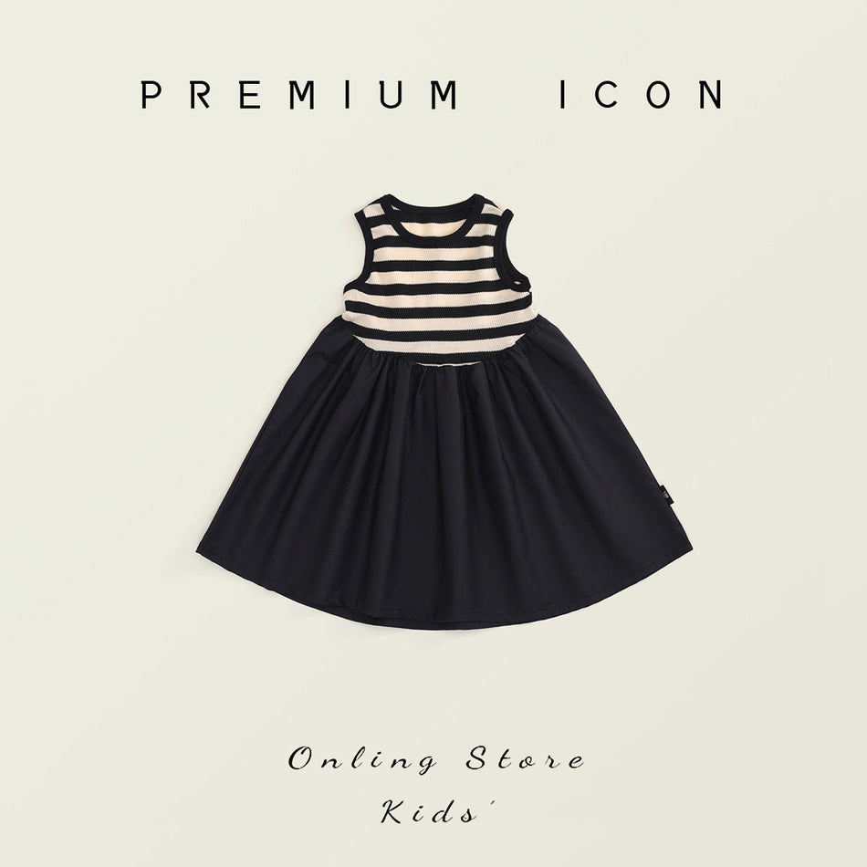 Girls Black White Stripe Sleeveless Vest Dress – Kids Fashion Nepal | Tudoholic