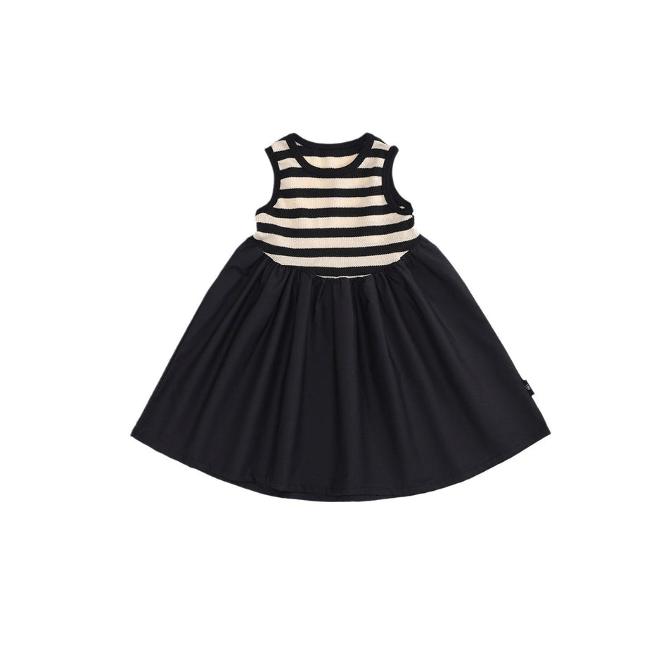 Girls Black White Stripe Sleeveless Vest Dress – Kids Fashion Nepal | Tudoholic