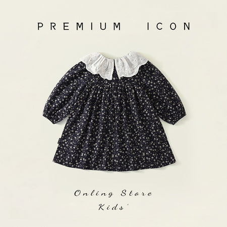 Girls Floral Cotton Princess Dress Retro Style – Kids Fashion Nepal | Tudoholic