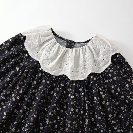 Girls Floral Cotton Princess Dress Retro Style – Kids Fashion Nepal | Tudoholic