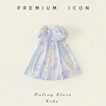 Girls Floral Square Neck Puff Sleeve Summer Dress – Summer Kids Fashion Nepal | Tudoholic