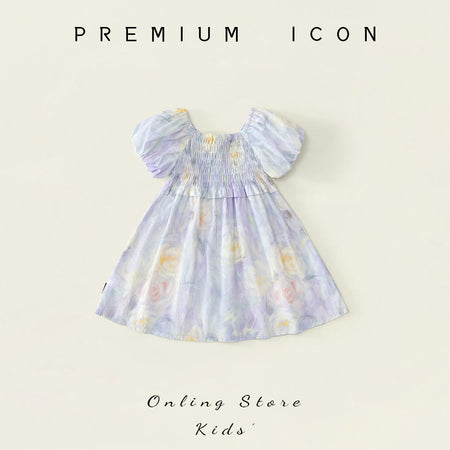 Girls Floral Square Neck Puff Sleeve Summer Dress – Summer Kids Fashion Nepal | Tudoholic