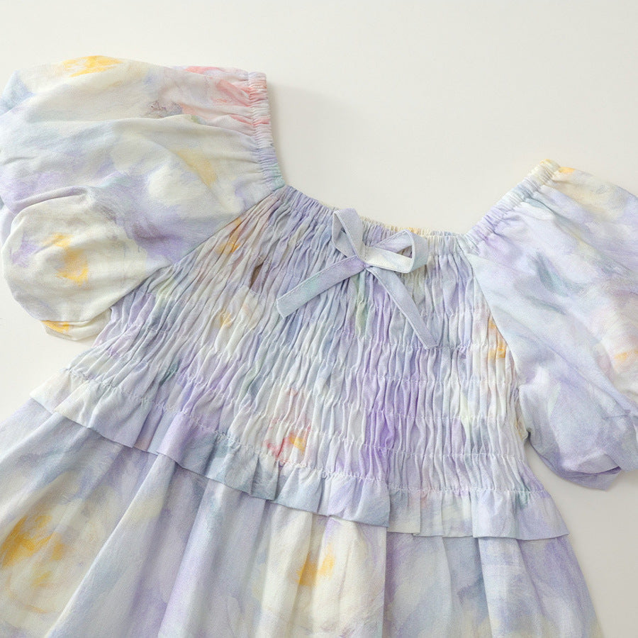 Girls Floral Square Neck Puff Sleeve Summer Dress – Summer Kids Fashion Nepal | Tudoholic