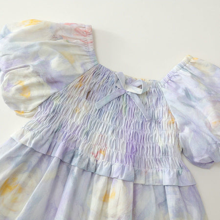 Girls Floral Square Neck Puff Sleeve Summer Dress – Summer Kids Fashion Nepal | Tudoholic