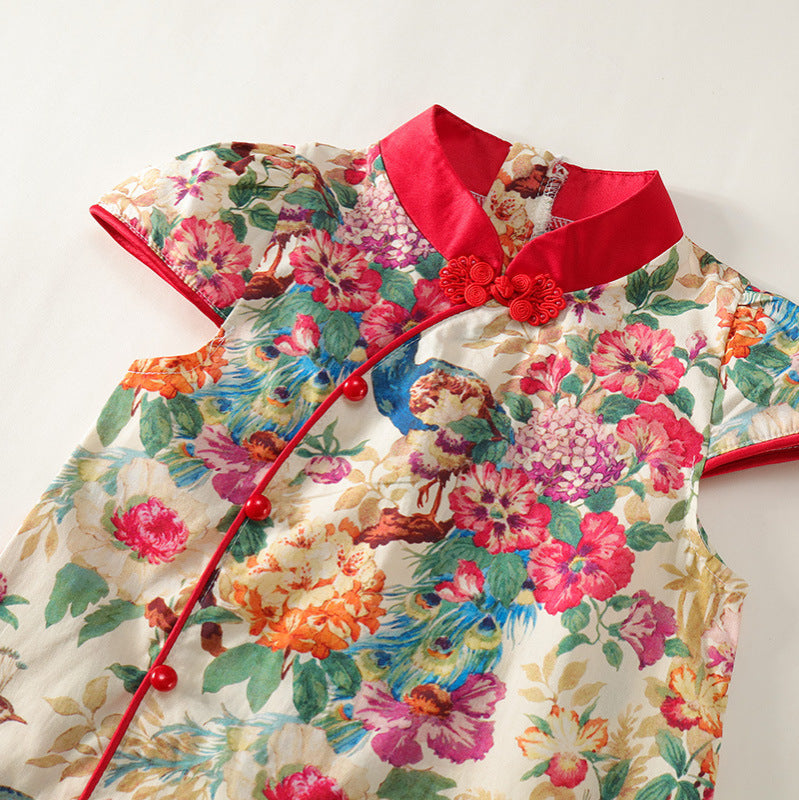 Girls Cheongsam Summer Dress Chinese Style Retro – Summer Kids Fashion Nepal | Tudoholic