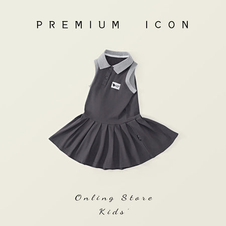 Girls Lapel Pleated Sleeveless Vest Dress Korean Style – Kids Fashion Nepal | Tudoholic