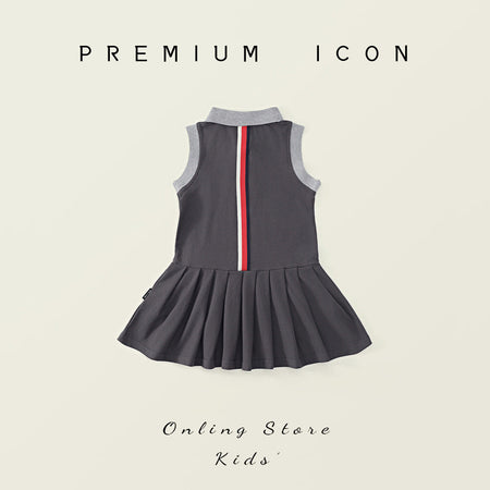 Girls Lapel Pleated Sleeveless Vest Dress Korean Style – Kids Fashion Nepal | Tudoholic