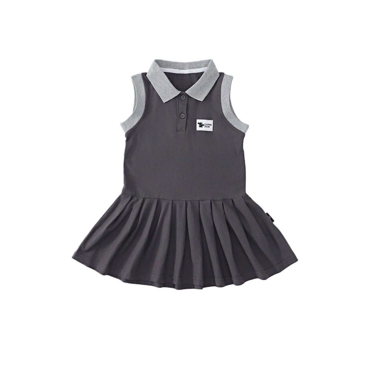 Girls Lapel Pleated Sleeveless Vest Dress Korean Style – Kids Fashion Nepal | Tudoholic