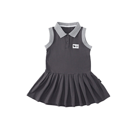 Girls Lapel Pleated Sleeveless Vest Dress Korean Style – Kids Fashion Nepal | Tudoholic