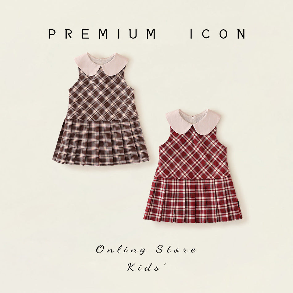 Girls Plaid Vest Pleated Dress Korean Style – Kids Fashion Nepal | Tudoholic