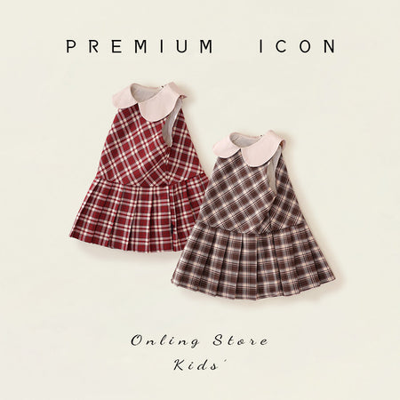 Girls Plaid Vest Pleated Dress Korean Style – Kids Fashion Nepal | Tudoholic