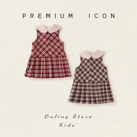 Girls Plaid Vest Pleated Dress Korean Style – Kids Fashion Nepal | Tudoholic