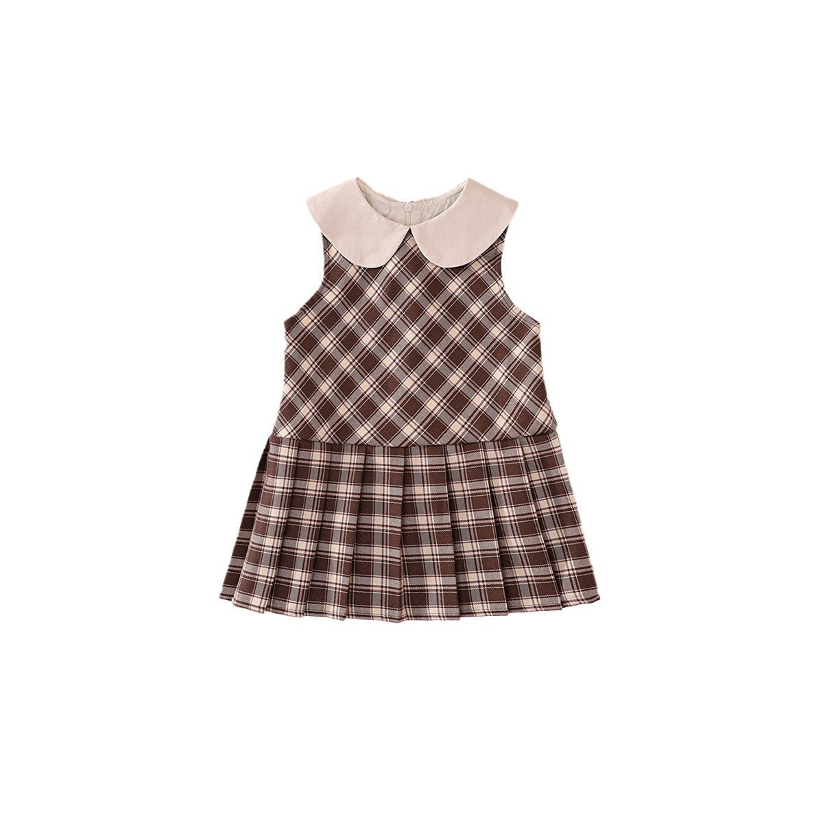 Girls Plaid Vest Pleated Dress Korean Style – Kids Fashion Nepal | Tudoholic