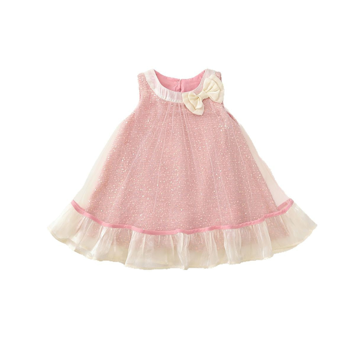 Girls Pink Sequin Bow Princess Dress Korean Style – Kids Fashion Nepal | Tudoholic
