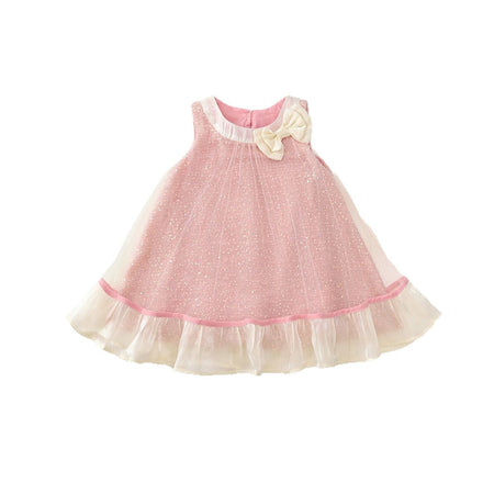 Girls Pink Sequin Bow Princess Dress Korean Style – Kids Fashion Nepal | Tudoholic