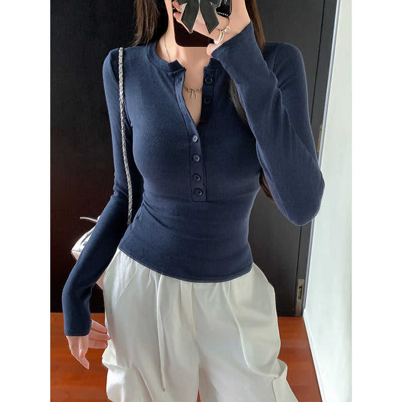 Slim Fit Right Shoulder Long Sleeve Top for Women