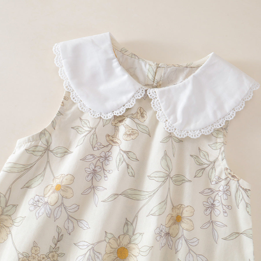 Girls Floral Sleeveless Lapel Princess Dress – Kids Fashion Nepal | Tudoholic