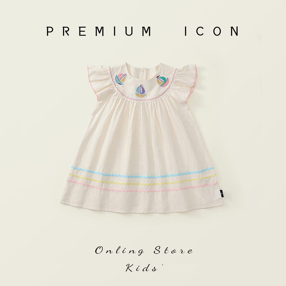 Girls Cotton Fly Sleeve Embroidery Summer Dress – Summer Kids Fashion Nepal | Tudoholic