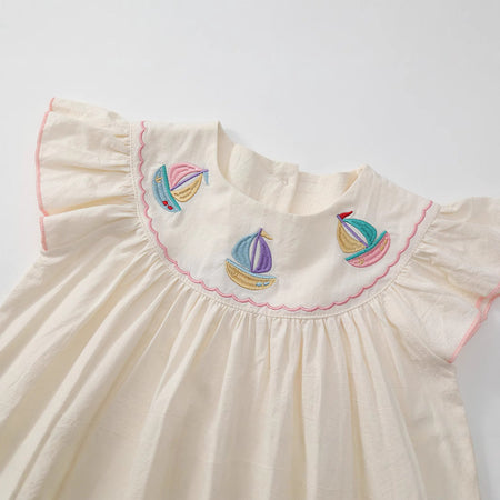 Girls Cotton Fly Sleeve Embroidery Summer Dress – Summer Kids Fashion Nepal | Tudoholic