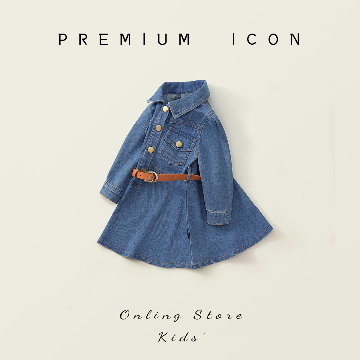 Girls Denim Belt Dress Korean Autumn Style – Spring Autumn Kids Fashion Nepal | Tudoholic
