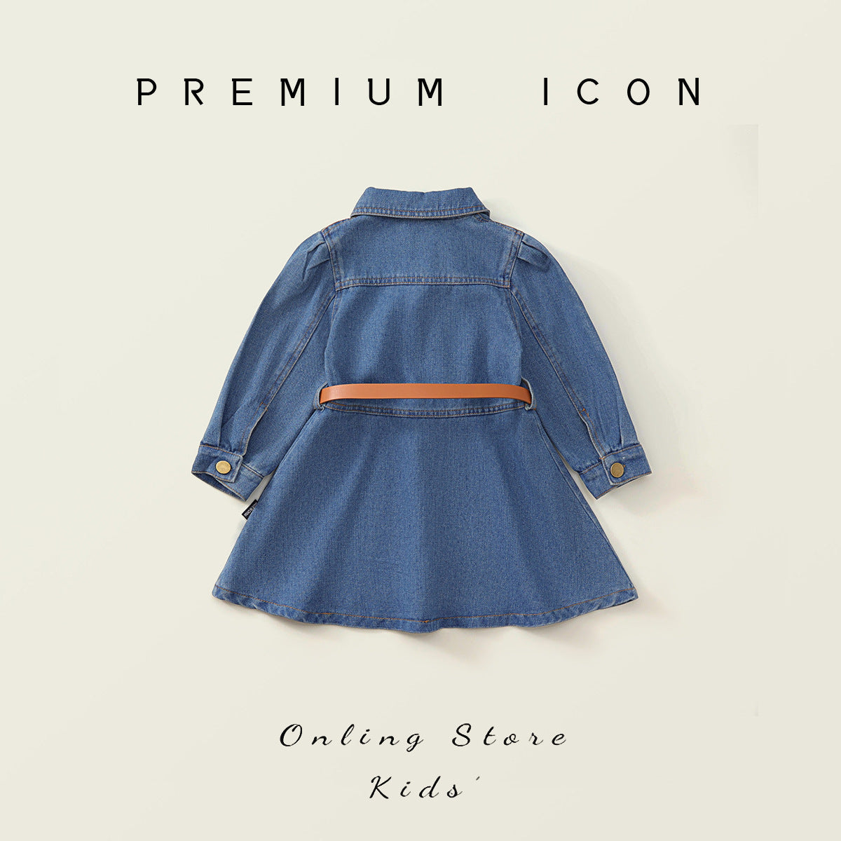 Girls Denim Belt Dress Korean Autumn Style – Spring Autumn Kids Fashion Nepal | Tudoholic