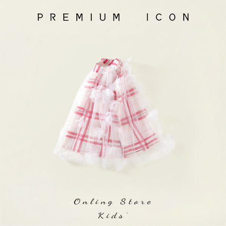 Girls Plaid Bow Mesh Vest Dress Korean Summer – Summer Kids Fashion Nepal | Tudoholic