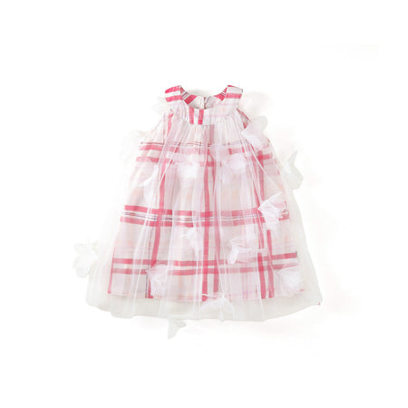 Girls Plaid Bow Mesh Vest Dress Korean Summer – Summer Kids Fashion Nepal | Tudoholic