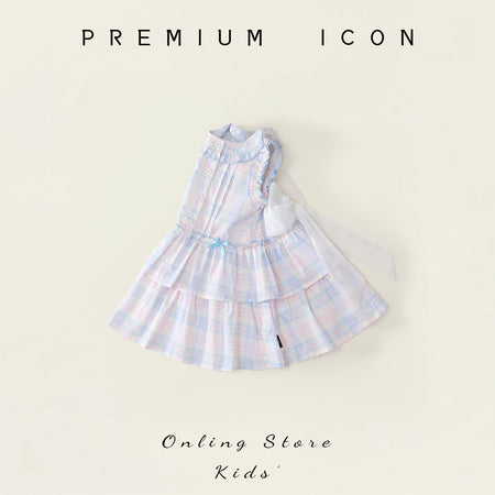 Girls Plaid Bow Tiered Sleeveless Summer Dress – Summer Kids Fashion Nepal | Tudoholic