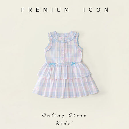 Girls Plaid Bow Tiered Sleeveless Summer Dress – Summer Kids Fashion Nepal | Tudoholic