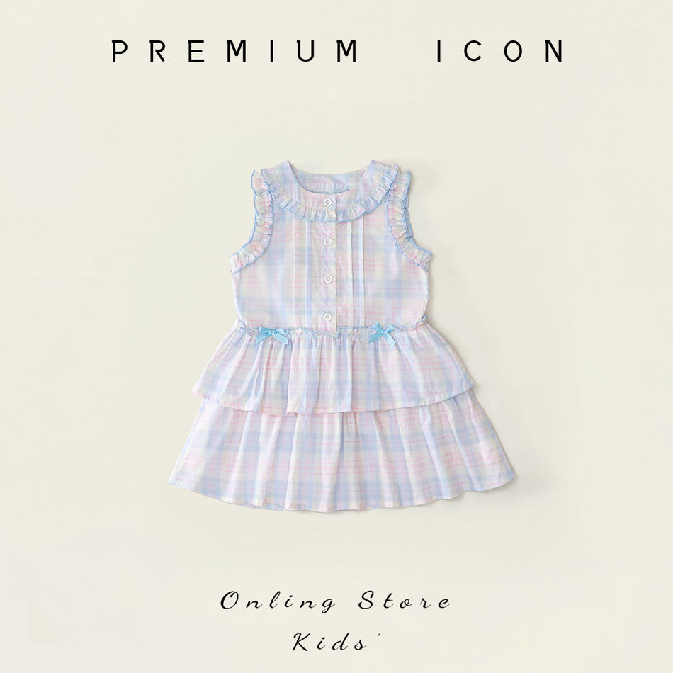 Girls Plaid Bow Tiered Sleeveless Summer Dress – Summer Kids Fashion Nepal | Tudoholic