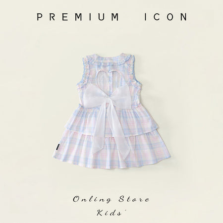 Girls Plaid Bow Tiered Sleeveless Summer Dress – Summer Kids Fashion Nepal | Tudoholic