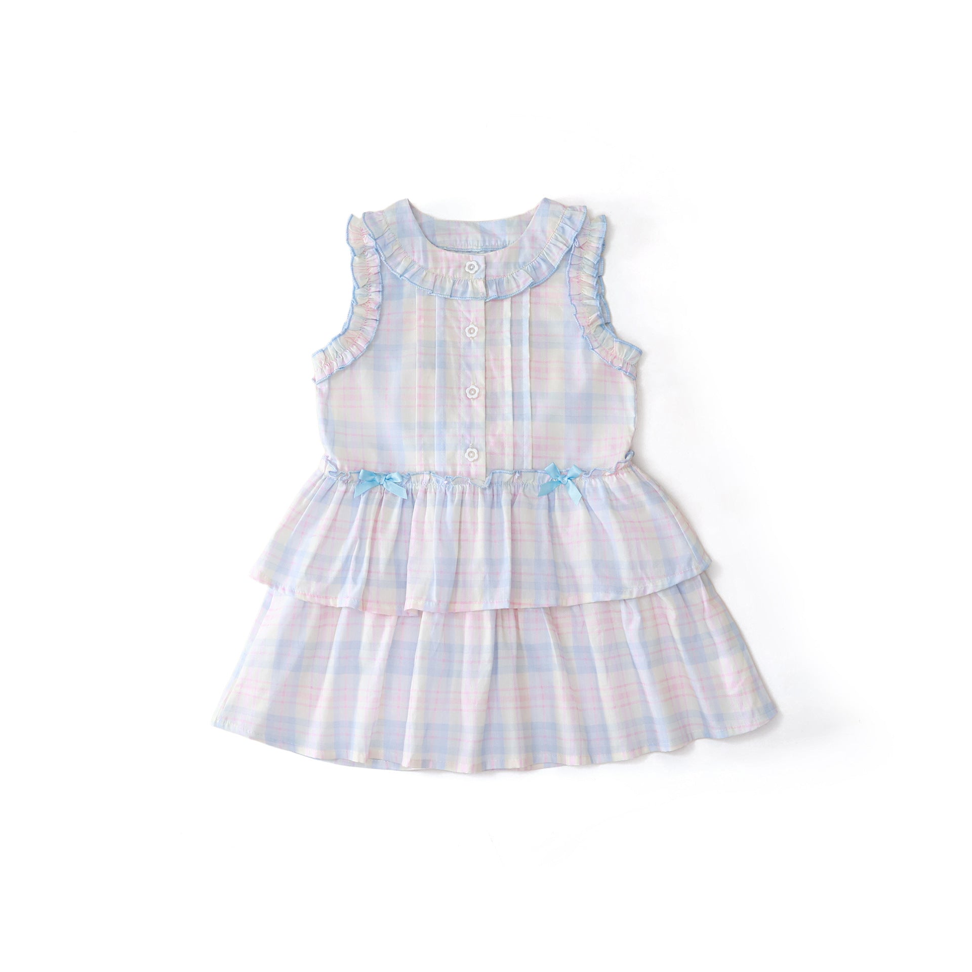 Girls Plaid Bow Tiered Sleeveless Summer Dress – Summer Kids Fashion Nepal | Tudoholic