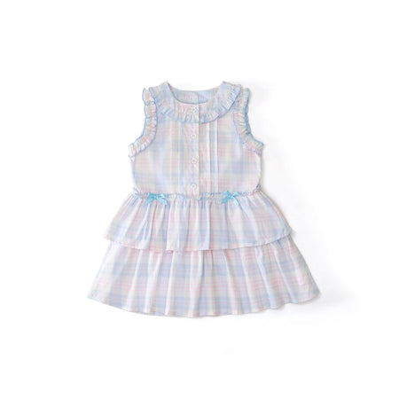 Girls Plaid Bow Tiered Sleeveless Summer Dress – Summer Kids Fashion Nepal | Tudoholic