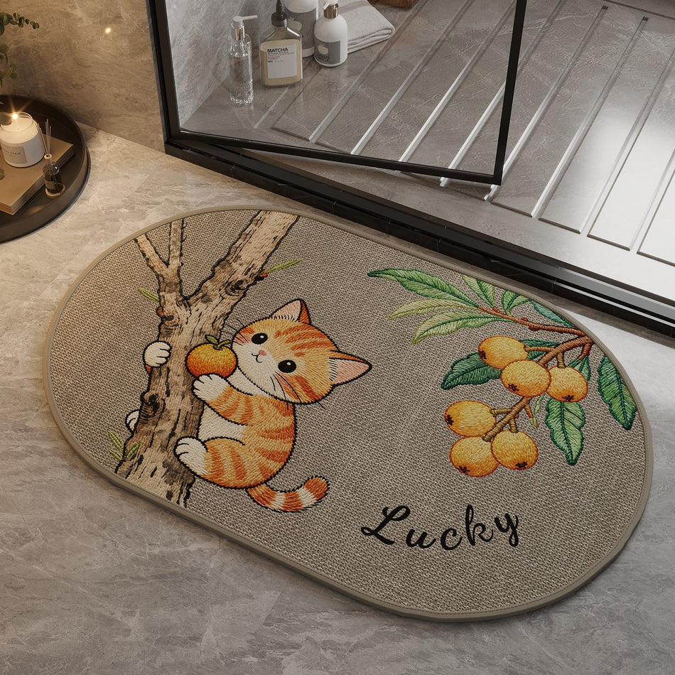 "Amber Tabby" Elite: Cartoon Orange Cat Imitation Linen Series