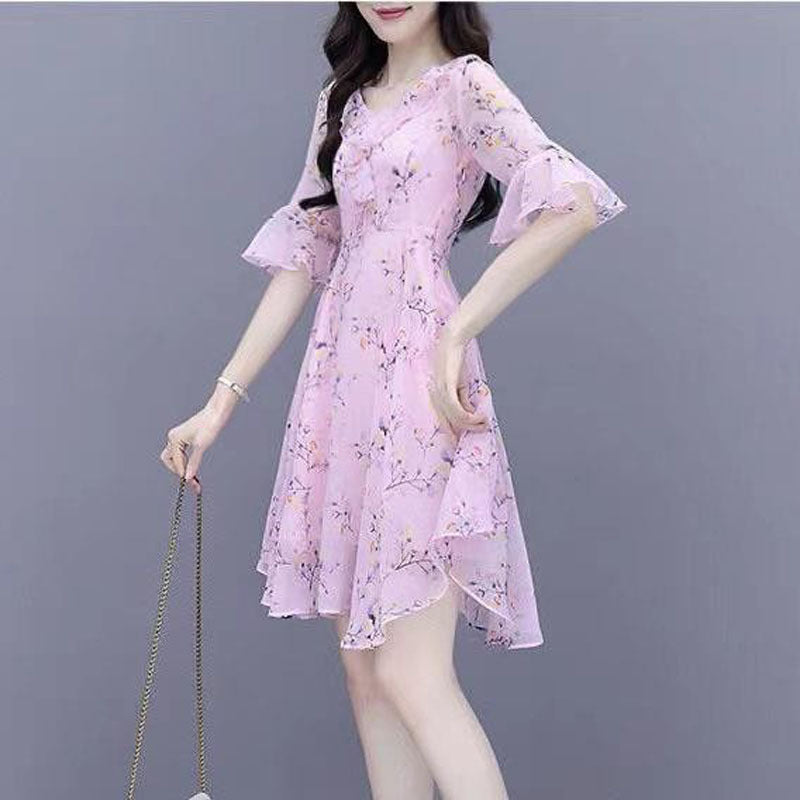 Floral Bell Sleeve Midi Dress for Women Summer 2025