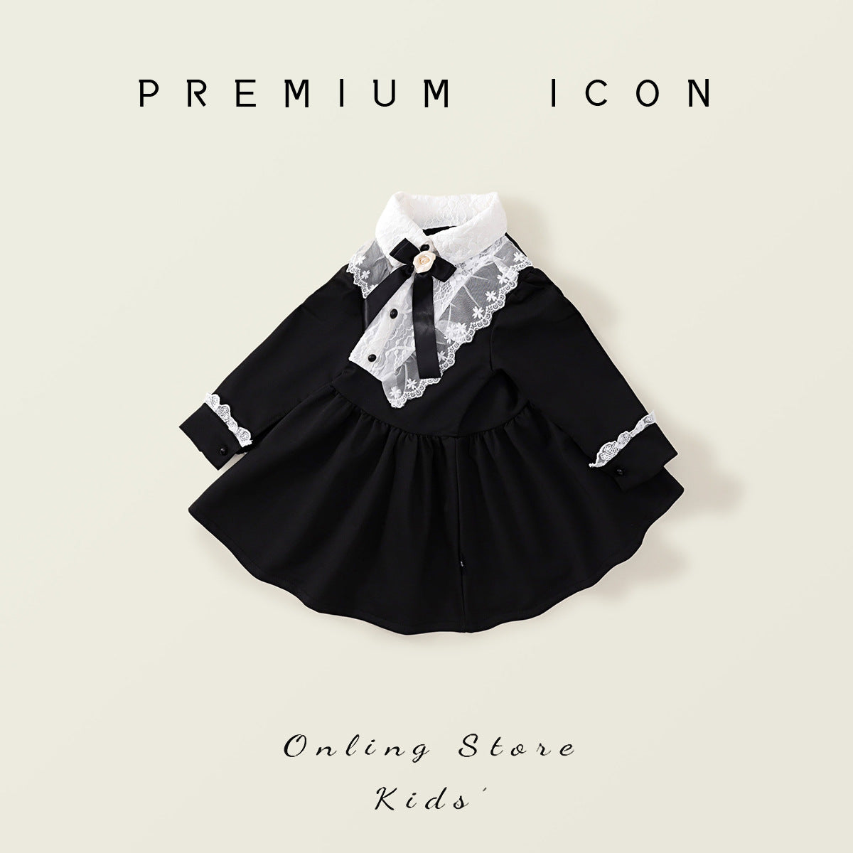 Girls Black Retro Lace Bow Princess Dress Autumn – Spring Autumn Kids Fashion Nepal | Tudoholic